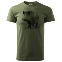 T-Shirt mit schwarzem Wildschweinmotiv